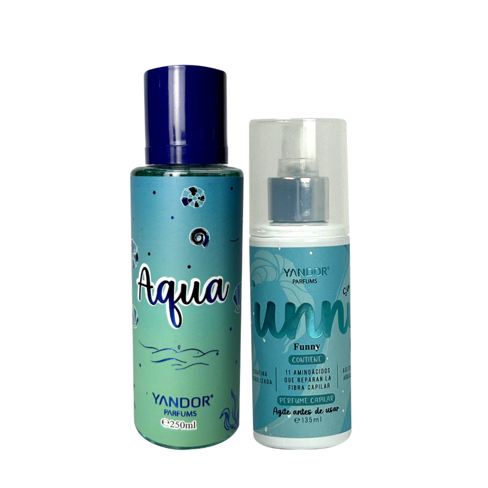 Dúo de Splash Inspirada en Victoria Secret Aqua + Perfume del Cabello Funny Yandor