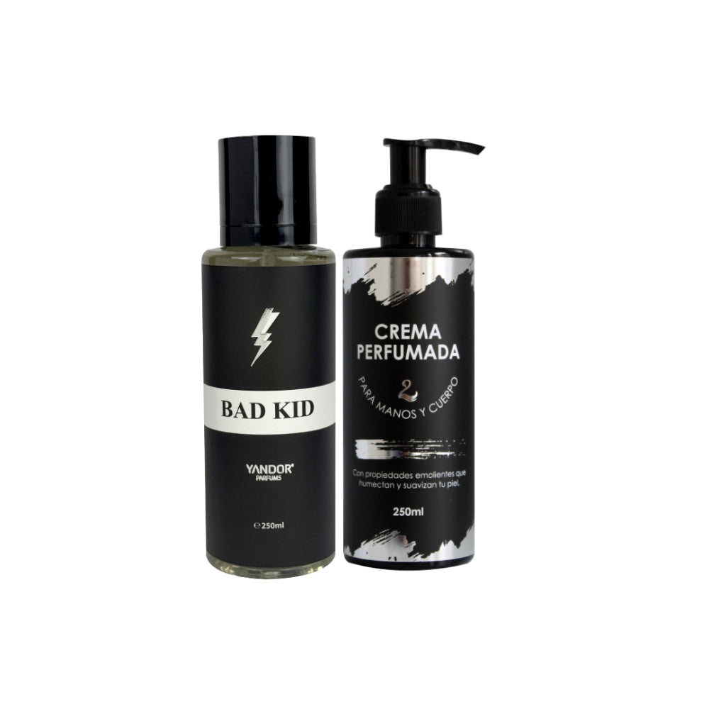 Dúo de Splash + Crema Perfumada Para Hombre Inspirado En Bad Boy de Carolina Herrera | Bad Kid (250 ml)