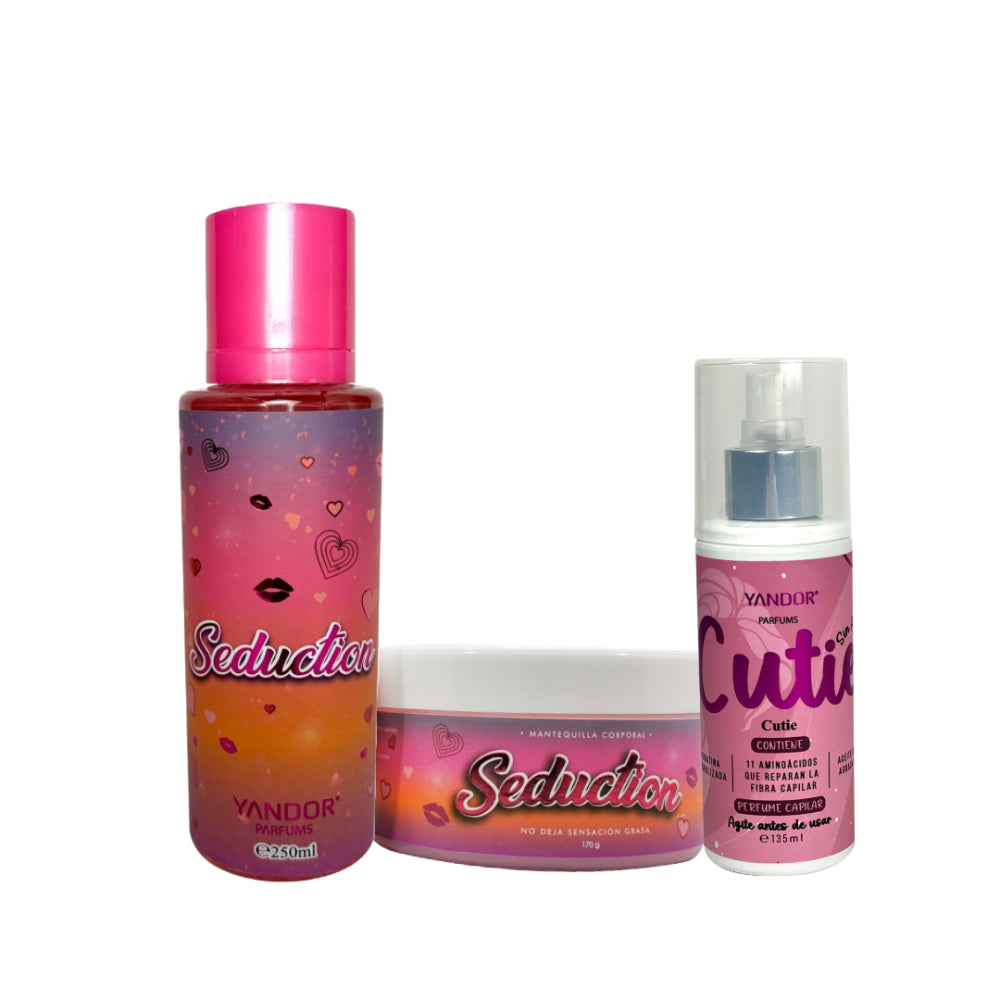 Kit de Splash y Mantequilla Corporal de Seduction + Perfume del Cabello (Seduction, Cutie)