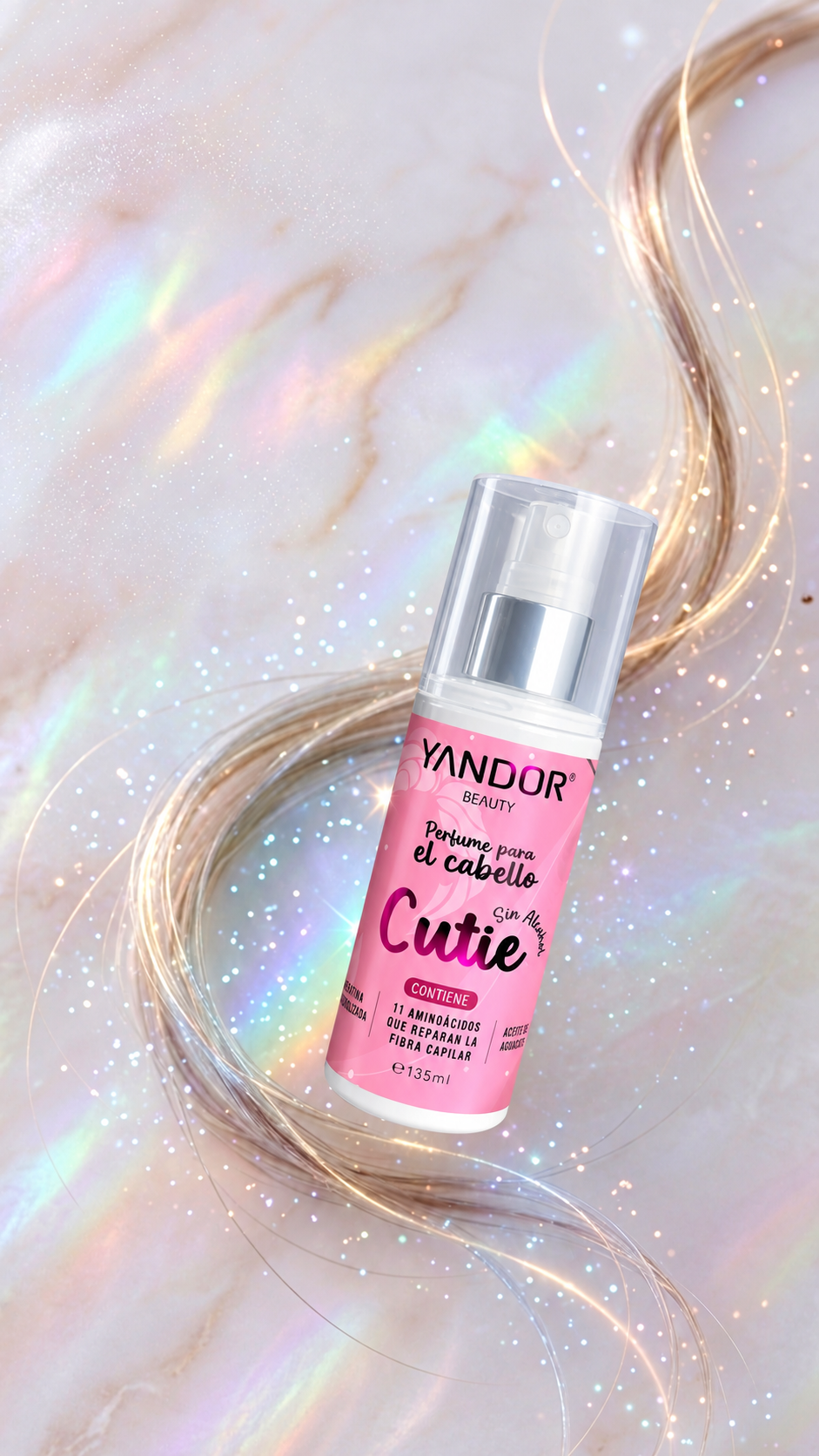 Perfume Para el Cabello Cutie. Con Keratina Hidrolizada, Aceite de Aguacate, 11 Aminoácidos y sin alcohol (135 ml)