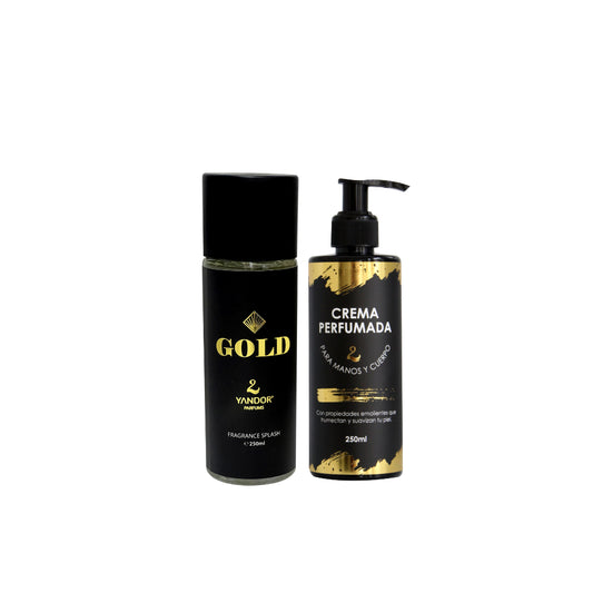 Dúo de Splash + Crema Perfumada Para Hombre Inspirado En Amber Oud Gold | Gold (250 ml)