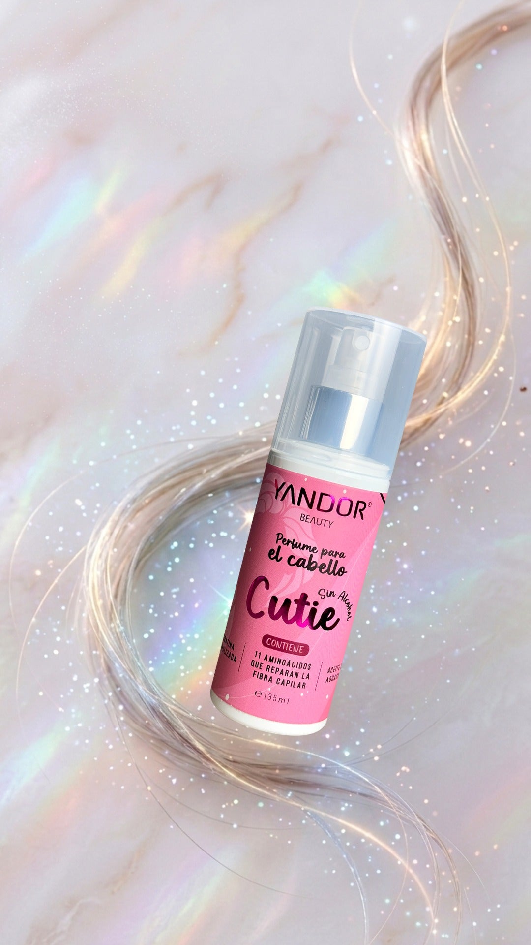Perfume Para el Cabello Cutie. Con Keratina Hidrolizada, Aceite de Aguacate, 11 Aminoácidos y sin alcohol (135 ml)