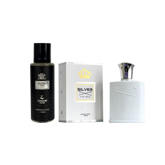 Combo de Perfume de lujo + Splash Perfumado + Tula Inspirado en Silver Mountain Water de Creed.